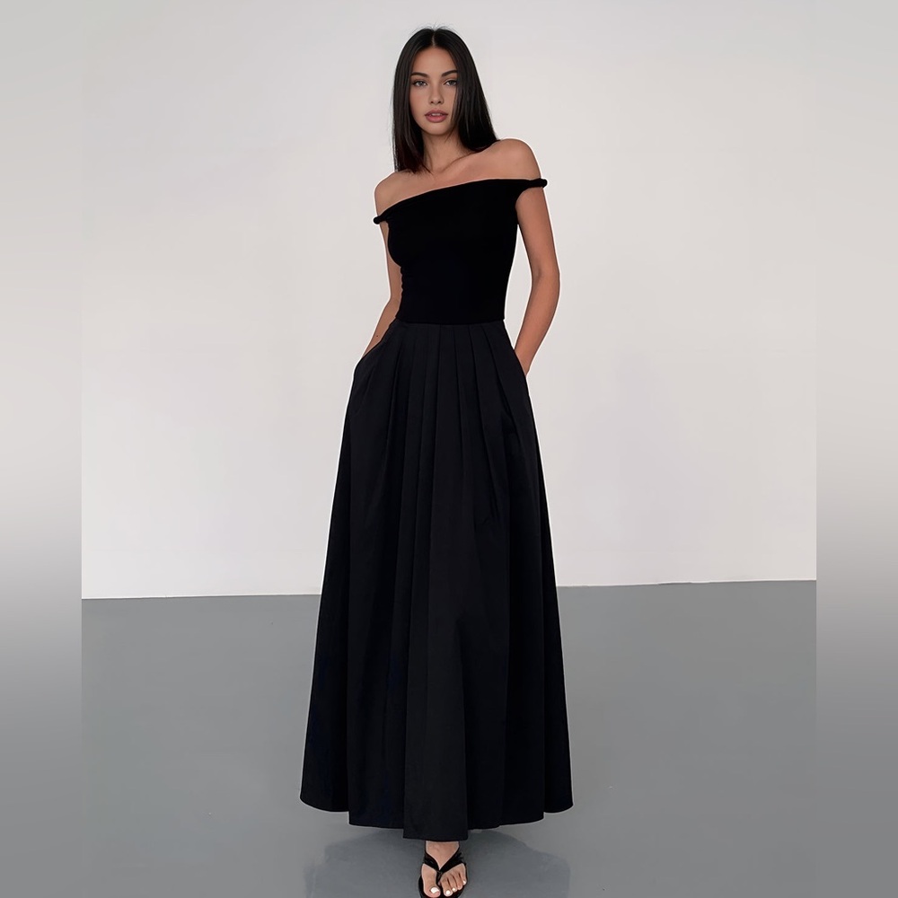 Elegant Black Off-Shoulder Gown